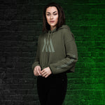 Crop Hoodie (Womens Fitness Hoodie) Army Green