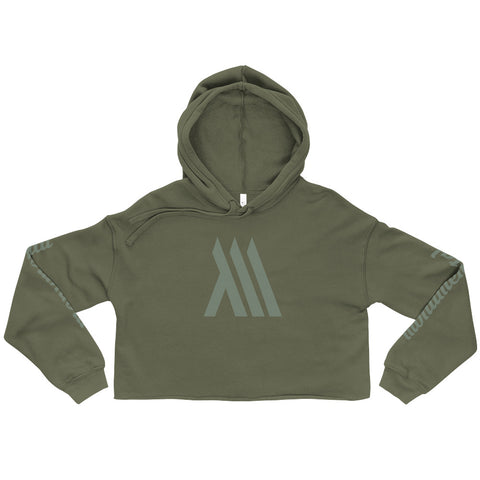 Crop Hoodie (Womens Fitness Hoodie) Army Green